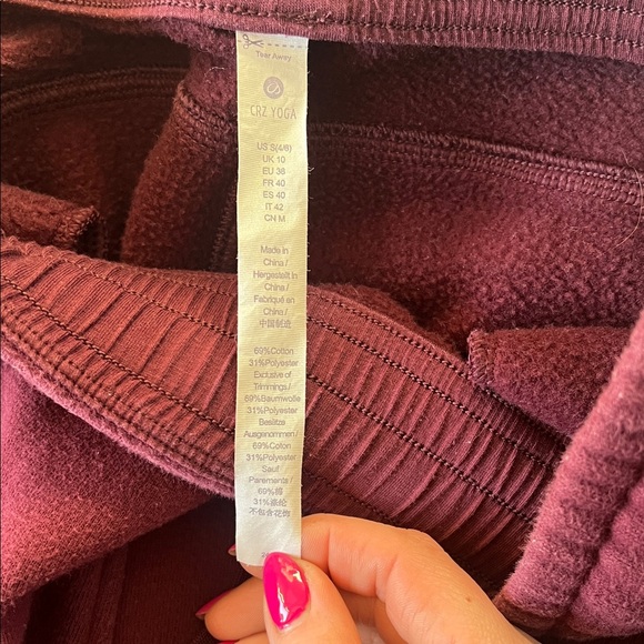 CRZ Yoga Maroon Fleece Sweatpants - Picture 7 of 10